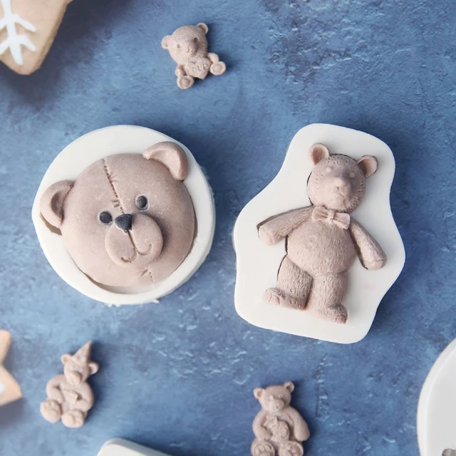 Valentines Day Bear Silicone-Molds For Baby-Shower Cake-Topper Decoration  Love Bear Card Fondant DIY-Baking Cookie Candy Mould-silicone