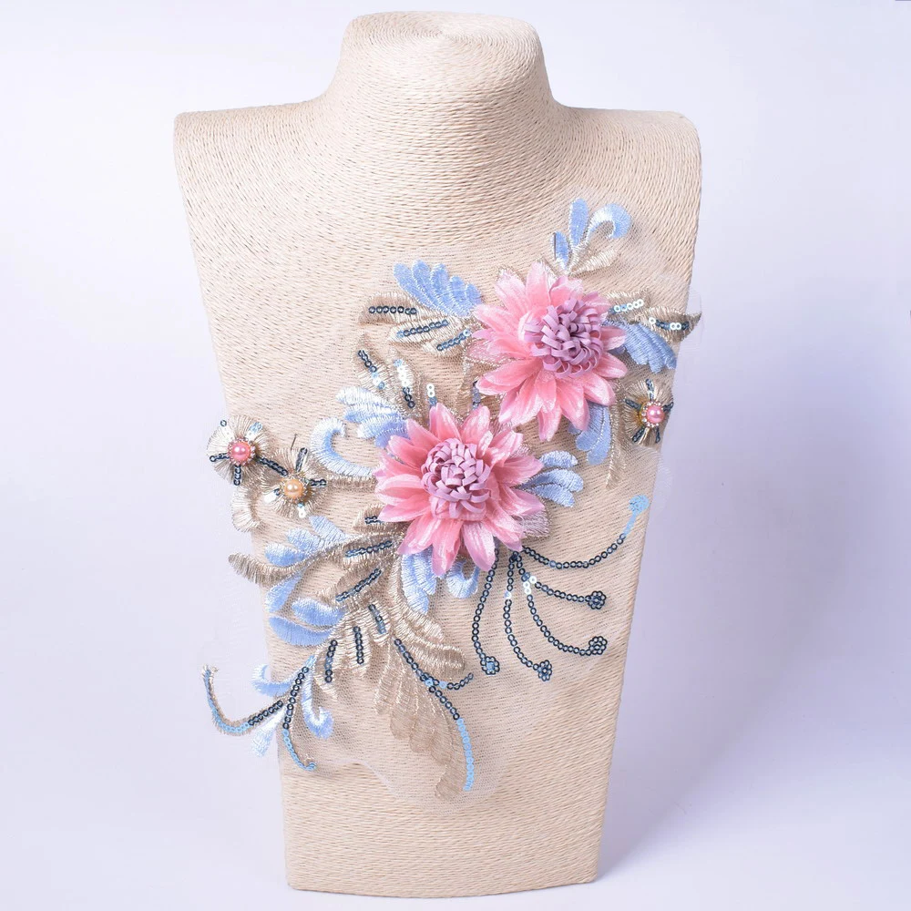 Embroidery Flower Patch Applique For Evening Dress Diy ClothingCostumes Decoration Sew On Accessories Patches Scrapbooking