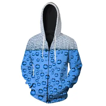 

3d impreso azul cerveza Cosplay disfraz 3D sudaderas hombres mujeres harajuku con capucha cremallera sudadera chaqueta XXS-5XL