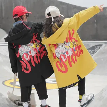 

Children Jacket Boys and Girls Spring and Autumn Windbreaker Girls Fashion Children Clothing Long Section Student Tide 5 6 7 8T