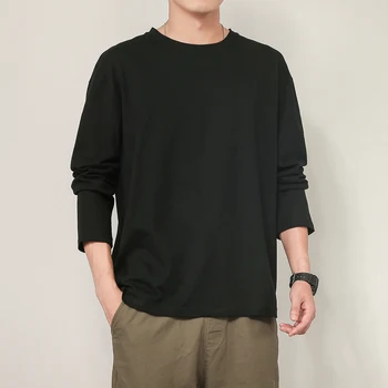 

2020 Autumn Spring Fashion Oversize Solid Tshirt Men's Long Sleeve Casual O Neck T-Shirt For Man TOP TEES