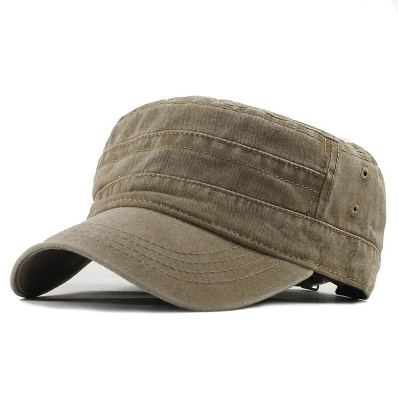 

2019 Classic Vintage Flat Top Mens Washed Caps And Hat Adjustable Fitted Thicker Cap Winter Warm Military Hats For MenF314