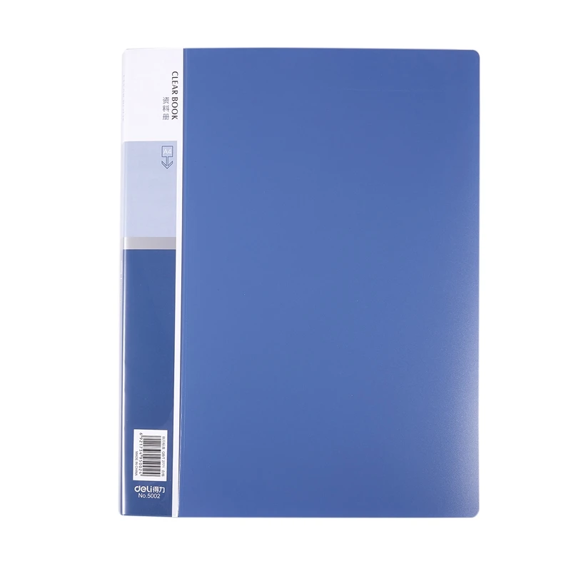 Синяя пластиковая обложка формата А4, прозрачная папка для книг с 20 прозрачными карманами
