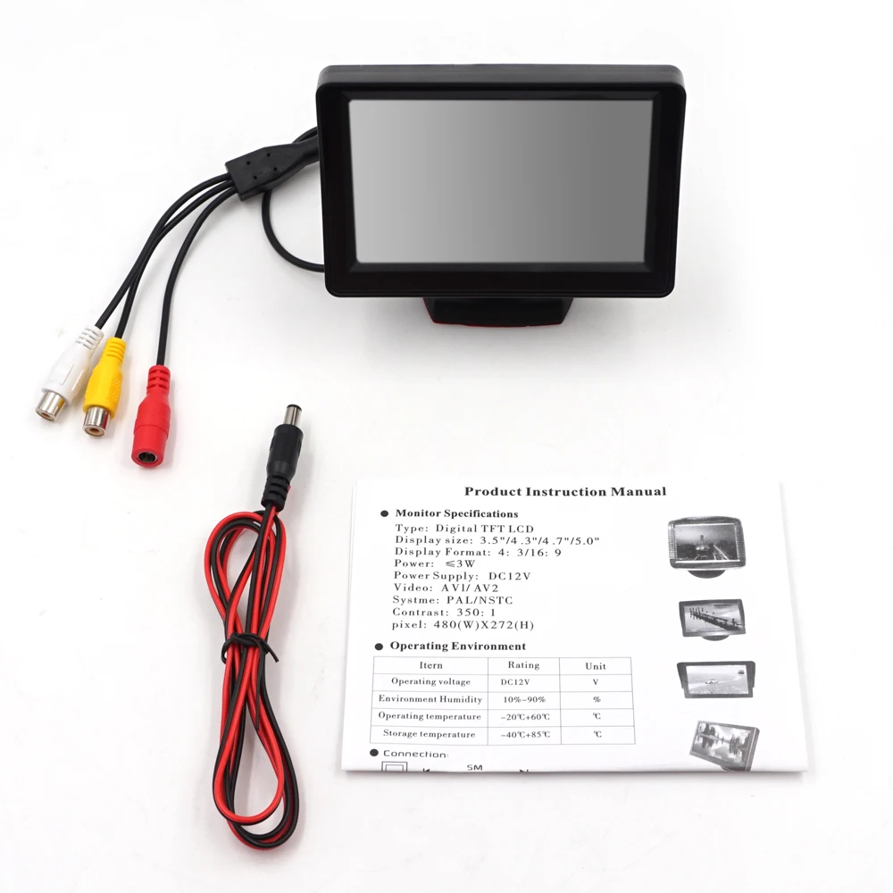Carsanbo 4,3 дюймовый TFT автомобильный монитор с камерой заднего вида и 2,4G беспроводной RCA передатчик и приемник автомобильная система парковки - Цвет: car monitor