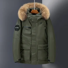 Брендовый белый пуховик, Мужская Рабочая одежда в канадском стиле, новые стильные меховые толстовки с капюшоном, пуховик, короткое утолщенное теплое зимнее пальто