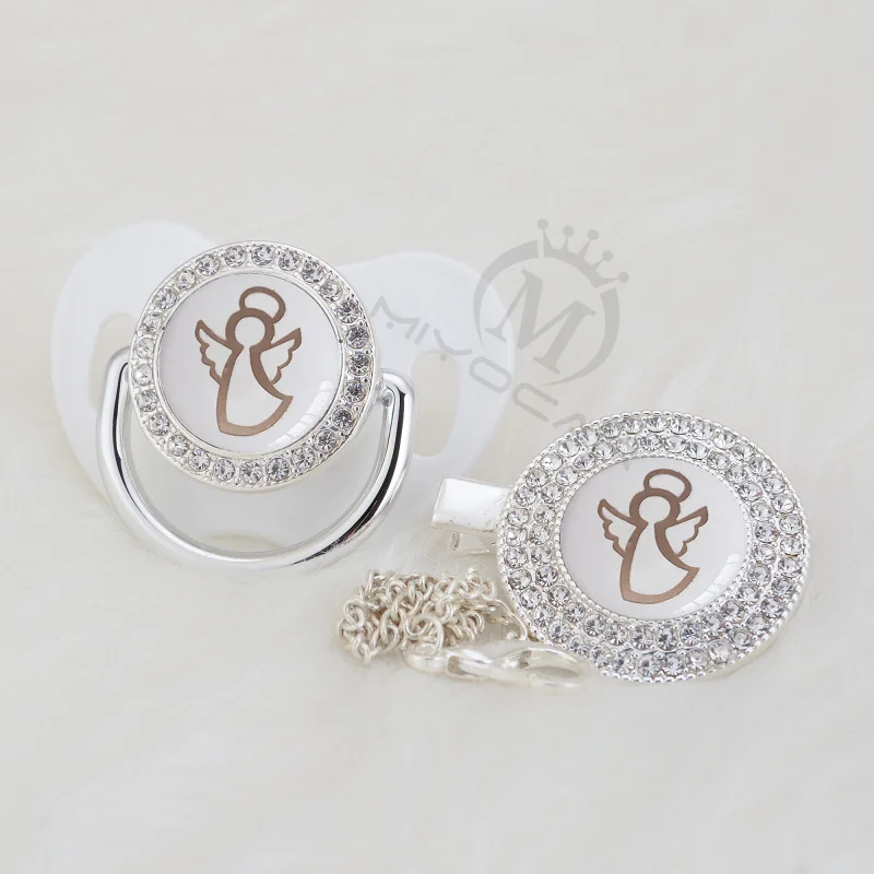 MIYOCAR Gold silver dance Angel lovely beautiful Gold bling pacifier and pacifier clip BPA free dummy bling unique design GANGB