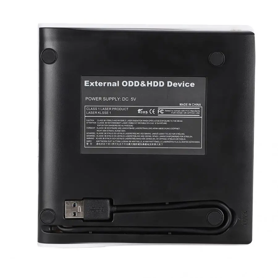 USB3.0 SATA DVD/CD-ROM RW корпус внешний портативный корпус оптического привода для 12,7 мм CD дисков черный/белый