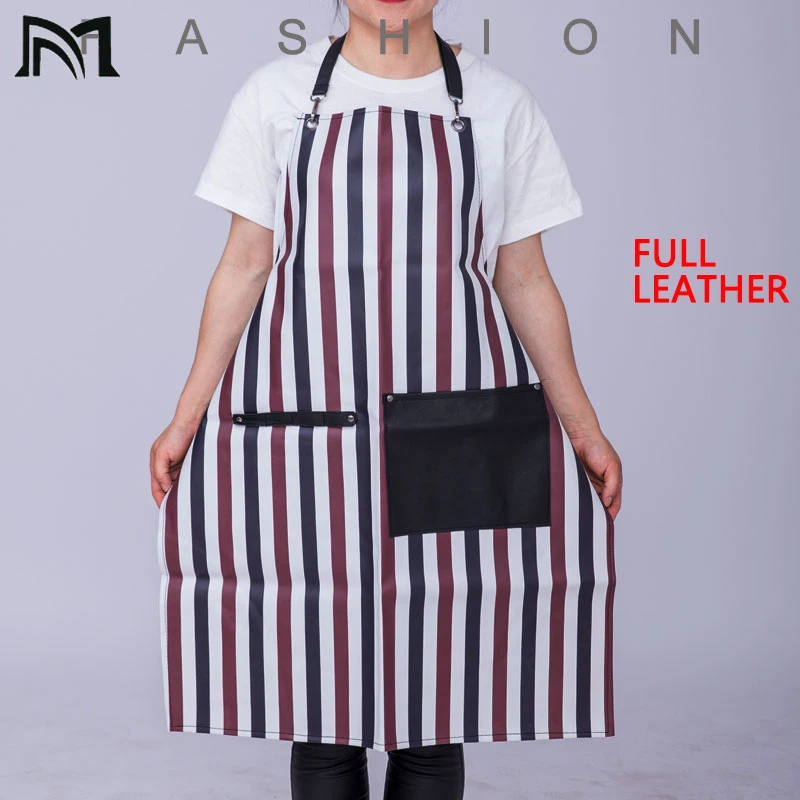 

63*82CM Professional Waterproof Full leather Hair Cutting Barber Salon Bib Stripes Hairstylist Stripes Apron Hairdressing Tools