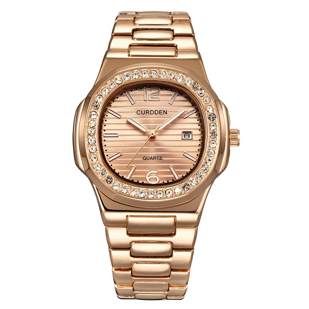 

Men's Nautilus Fully Rhinestone Watches Quartz Lced Out Gold Diamond Wristwatch
