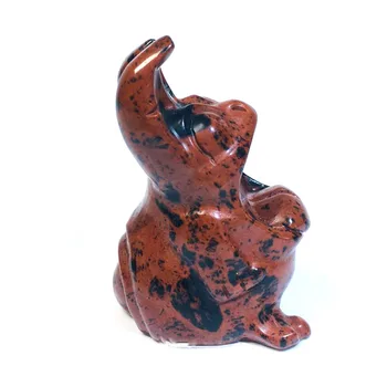 

Natural Obsidian Long Eared Frog Crystal Crafts Statue Halo Stone Statue Home Decoration Quartz Art Therapist Guardian