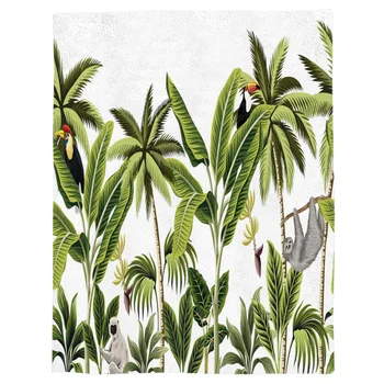 

Banana Tree Printed Flannel Blanket Soft Throw Blanket Machine Washable Blankets for Beds Customizable