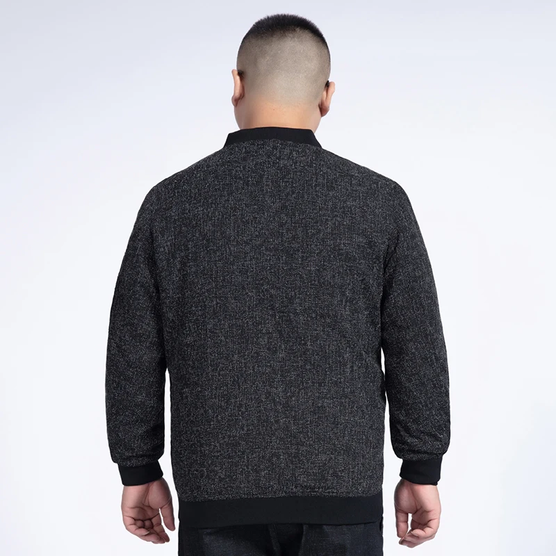 8XL 7XL 6XL Мужской мягкий вязаный кардиган на молнии, Мужской Ребристый Кардиган со стоячим воротником, с наклонным карманом, трикотажная резинка на манжетах и подоле, повседневный