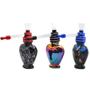

Creative Love Heart Shape Printed Hookah Glass Pipe Colorful Long Cigarette Holder Glass Water Pipe Detachabe Smoking Supplies