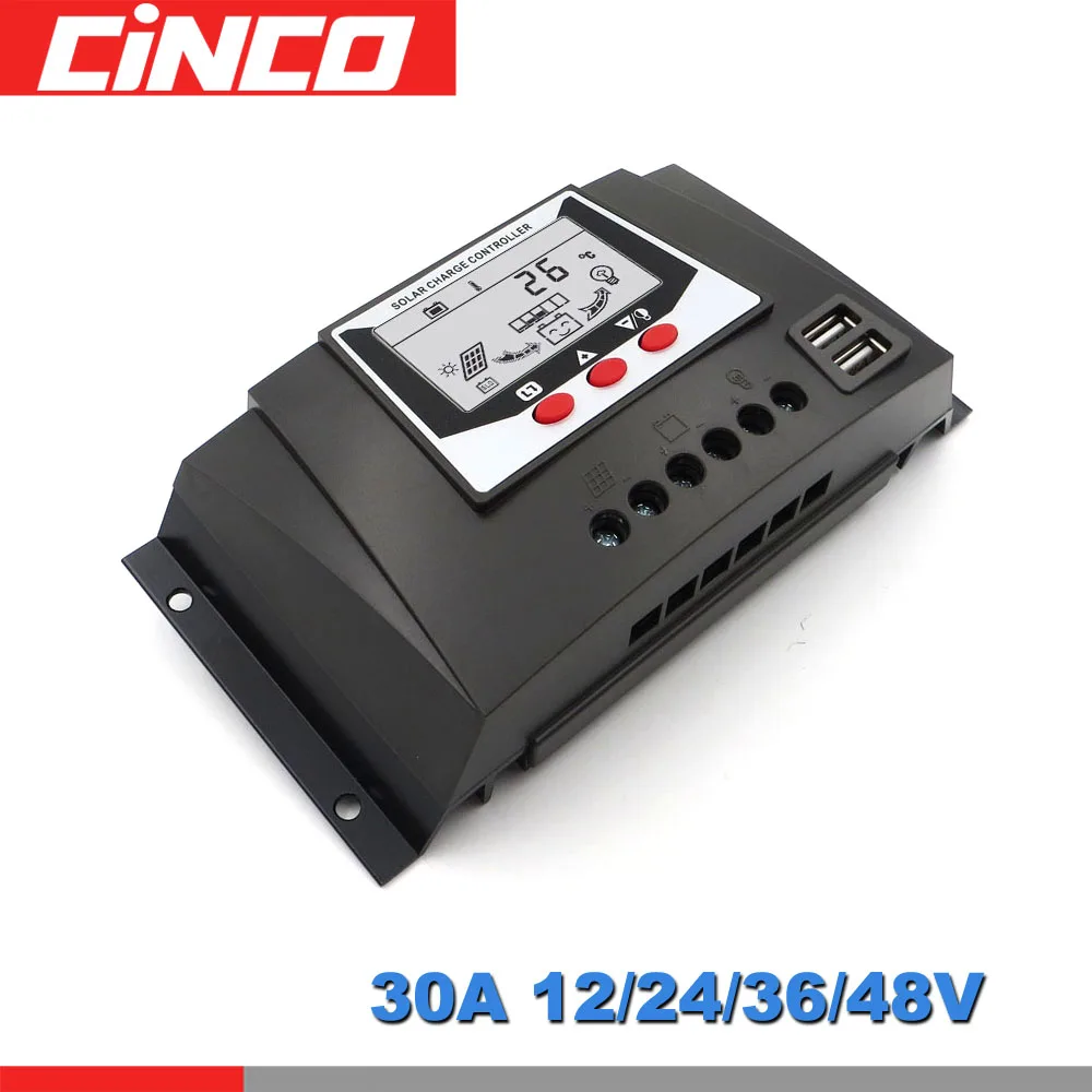 

PWM 30AMPS 12V 24V 36V 48V 30A Solar Charger Regulators Auto Backlight LiFePO4 lithium Battery 3.2V 3.7V