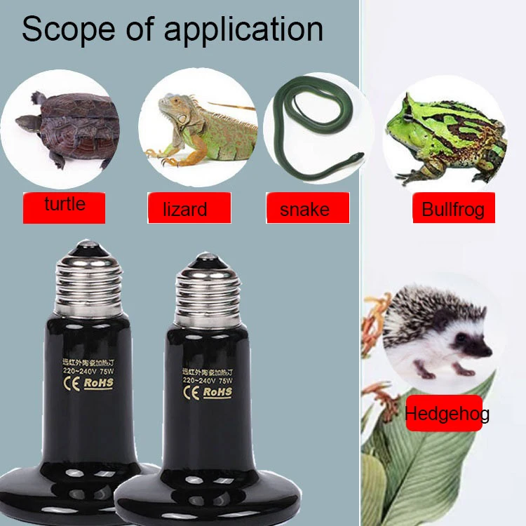 Pet heating lamp Reptiles E27 220V Ceramic Lamp Ceramic Emitter Heat Lamp Far Infrared lamp 25W 50W 100W 200W Heat reptile heating lamp