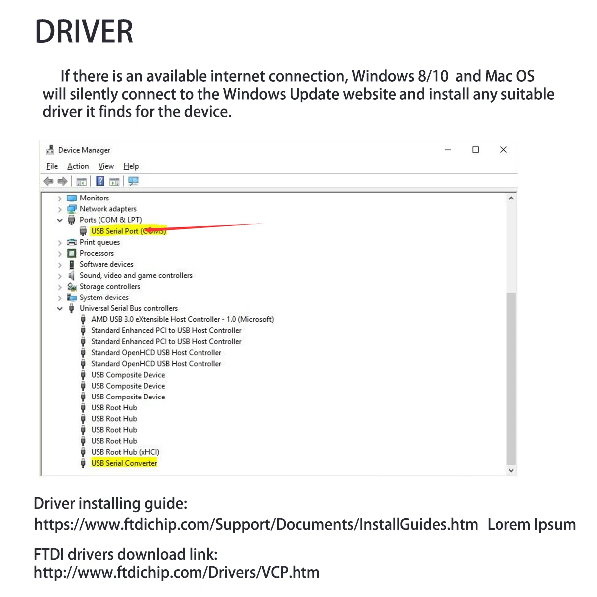 ftdi usb du fil dépouillé le câble de convertisseur série compatible le soutien