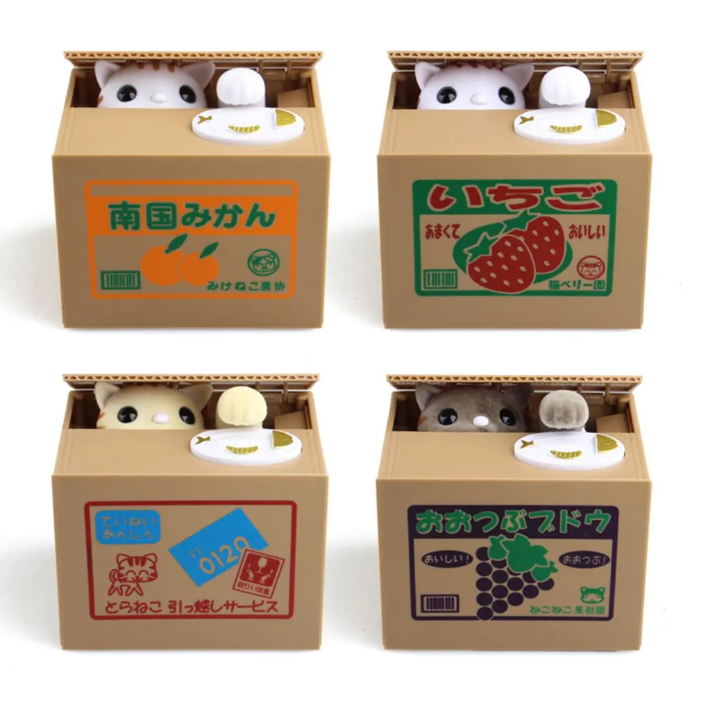 Мультфильм японские деньги кража кошка копилка экономия едят монеты деньги Сейф цифровая коробка игрушка орнамент подарки для детей подарок