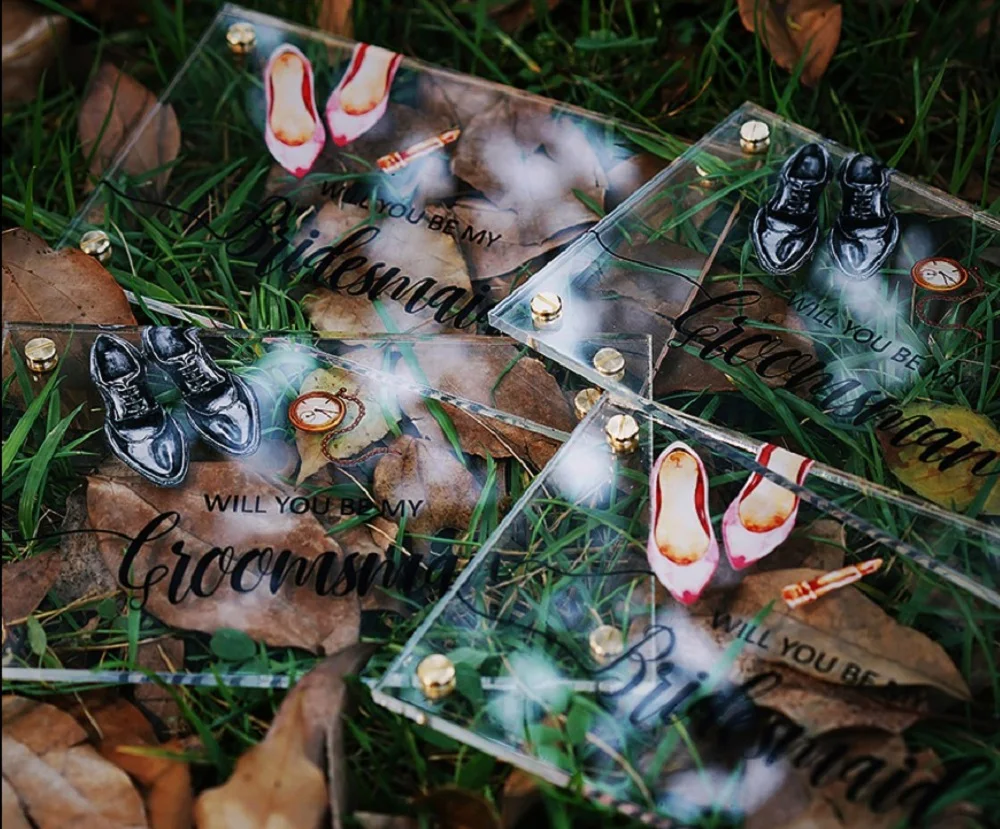  Will You Be My Bridesmaid/Groomsman Invitation Acrylic Invitation Card Proposal Card Wedding Favor  - 4000091120749