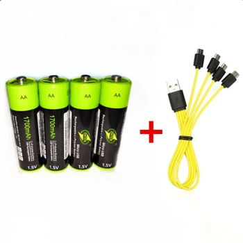 

4PCS ZNTER 1.5V AA 1700mAh rechargeable lithium battery USB lithium polymer battery + Micro USB cable
