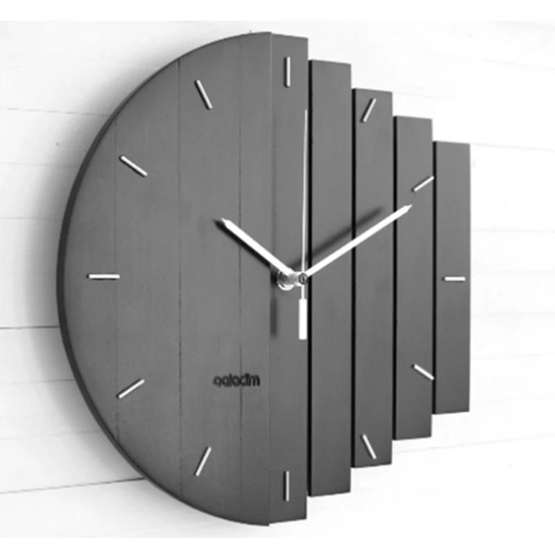 US $28.36 Black Slient Xylophone Wooden Wall Clock Modern Design Vintage Rustic Shabby Clock Quiet Art Watch Home Decoration