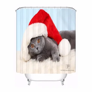 

Custom Christmas Animals Dog Bathroom Acceptable Shower Curtain Polyester Fabric Bathroom Curtain #180318-37-14