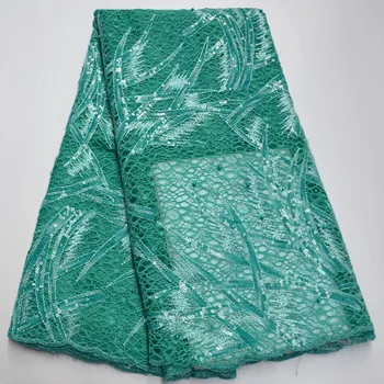 

2020 Hot Sale African Green Organza Sequins Lace Fabric Nigerian Wedding Dress High Quality Organza French Net Mesh Lace XS5-7