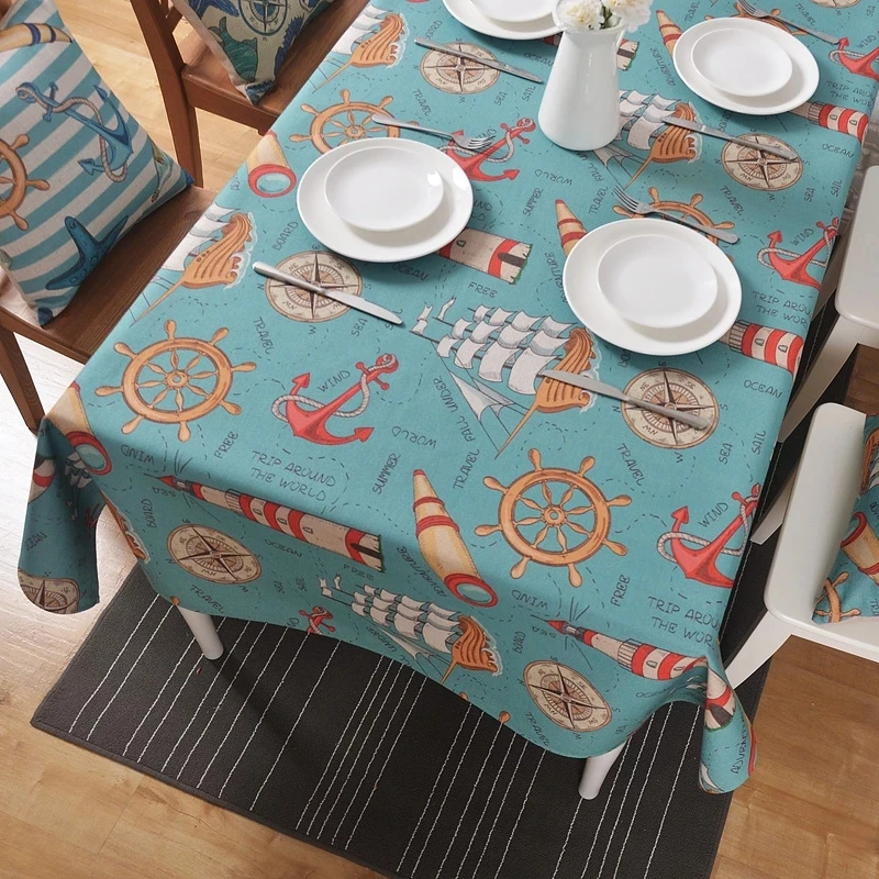 Ocean Mediterranean Graphics Thick Iinen Restaurant Cafe Tablecloths Can Be Customized Home Decoration Art Cloth Cover | Дом и сад