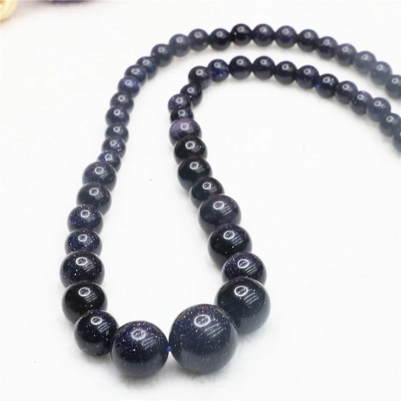 Blue sandstone Натуральные камни круглые бусины синий песчаник кристалл тигровый глаз халцедон ювелирные изделия ожерелье высокого класса мода 1" Q9 - Окраска металла: Blue sandstone