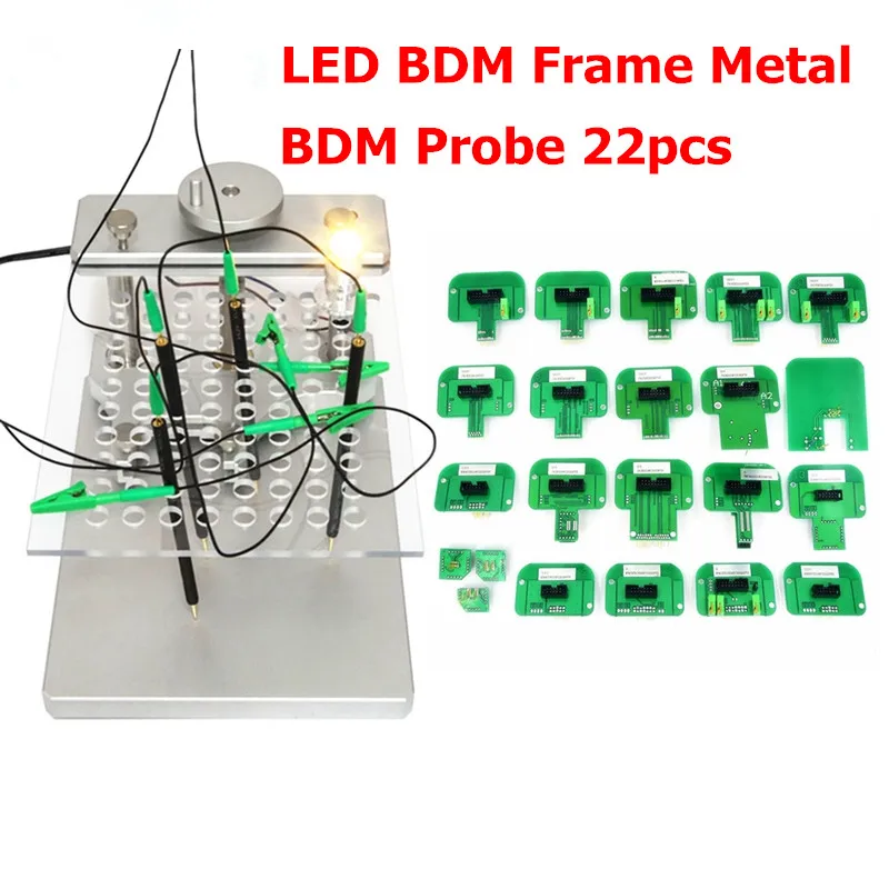 BDM 22PCS Профессиональный инструмент ECU светодиодный BDM Рамка с 4 шт. зонд сетки помощник Алюминиевый сплав Стенд работает BDM100/KESS/KTAG/KTM Dimsport - Цвет: BDM 22PCS