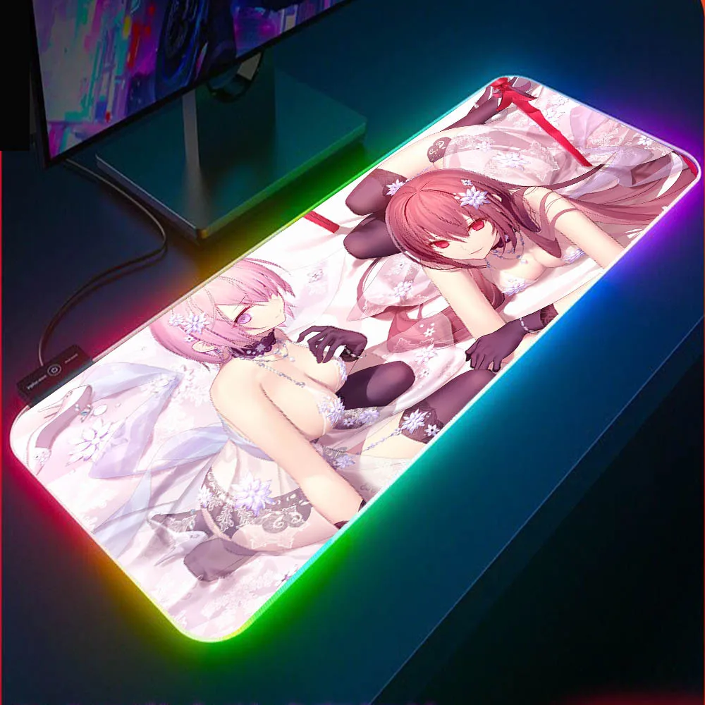 

Rem Re Zero RGB Gaming Mousepad Anime Sexy Girl Large Computer Mouse Pad Gamer LED Muse Pads Carpet Keyboard Desk Mat XXL