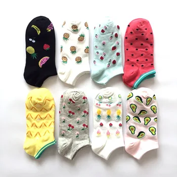 

Spring and Summer Women's Boat Socks Ankle Socks Korea Style Fruit and Vegetables Pattern Socks Multicolor Socks