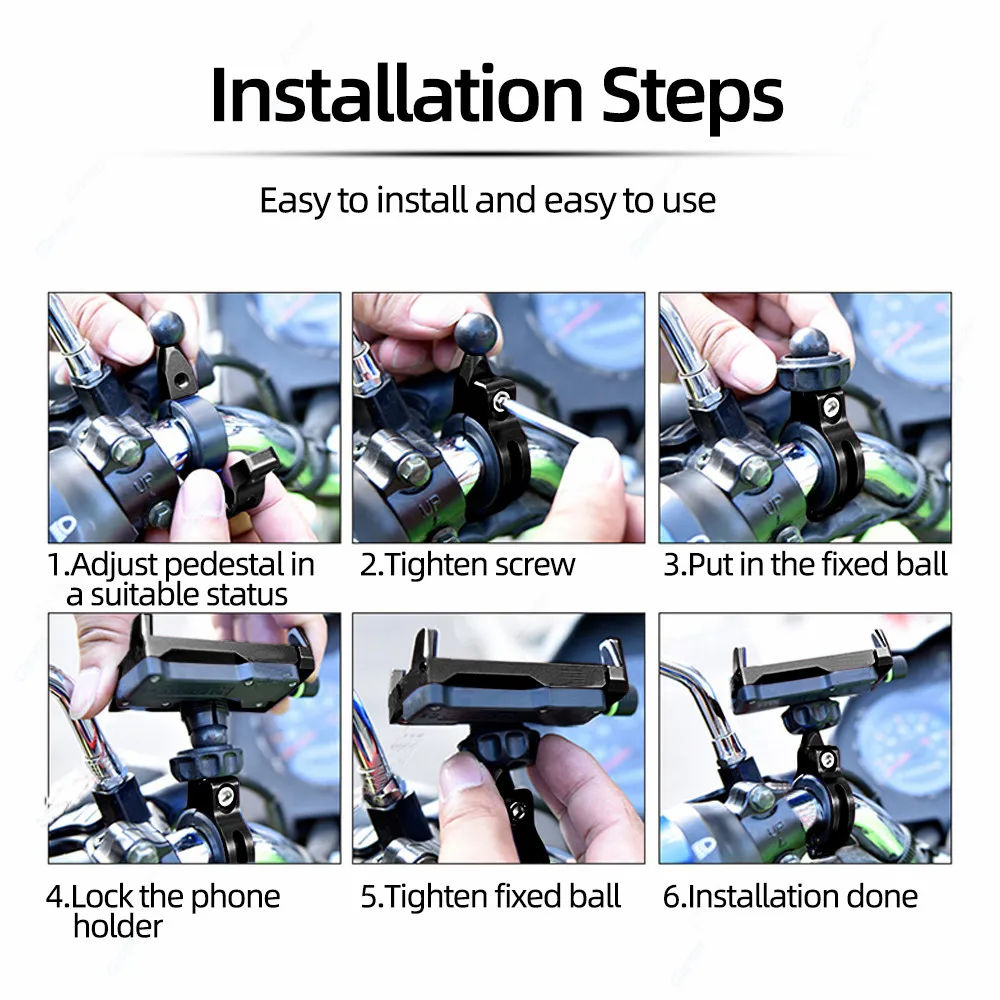 Universal 360° Rotation Bike Phone Holder Aluminium Alloy Motorcycle Phone Stand for ATV YAMAHA Motorbike Support GPS Bracket Universal 360° Rotation Bike Phone Holder Aluminium Alloy Motorcycle Phone Stand for ATV YAMAHA Motorbike Support GPS Bracket