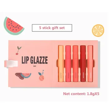 

For Ladies Waterproof Long-lasting Makeup4PCS Fruit Extract Lip Gloss Set Liquid Lips Glaze Lipstick Kit I