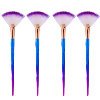 

Rainbow Handle Foundation Contour Loose Powder Gradual Colorful Single Soft Smooth Fan Shape Makeup Brushes Cosmetics Tools