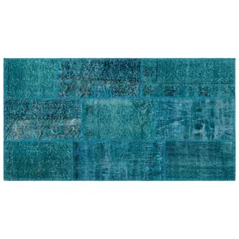 

Handmade Turquoise Vintage Overdyed Patchwork Area Rug 080x150 Cm-2'7''X4'11''