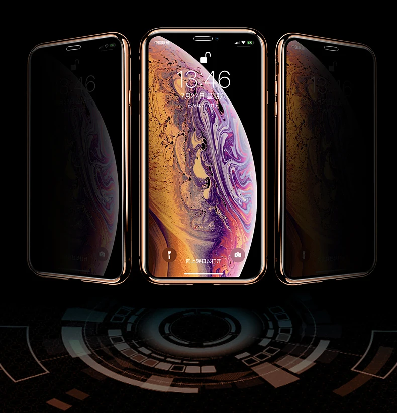 Чехол для iPhone 8/7/Plus/X/XS Max/XR 360 полная защита анти-ползучий закаленное стекло и Алюминиевый металлический бампер чехол