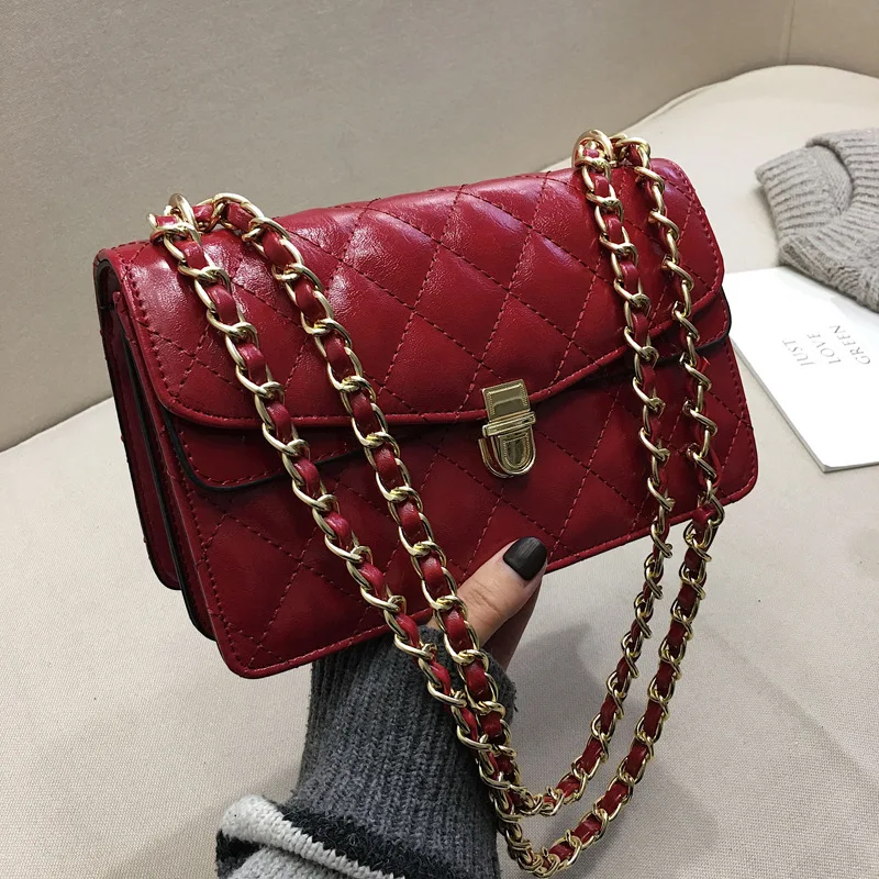 

Spiraea Rhombus Chain Bag Women's 2019 Summer New Style Fashion Graceful Crossbody Bag bai da xiao Square Bag Women's