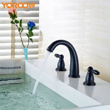 

Copper Hot And Cold Water Faucet Mixing Washbasin Deck Mounted Waterfall Bathtub Bath Sink Brass Hosepipe GMN000P 4