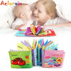 Livre éducatif doux pour bébés de 0 à 12 mois, fruits et légumes, livre en tissu pour nourrissons, hochets, apprentissage précoce, jouets pour bébés 