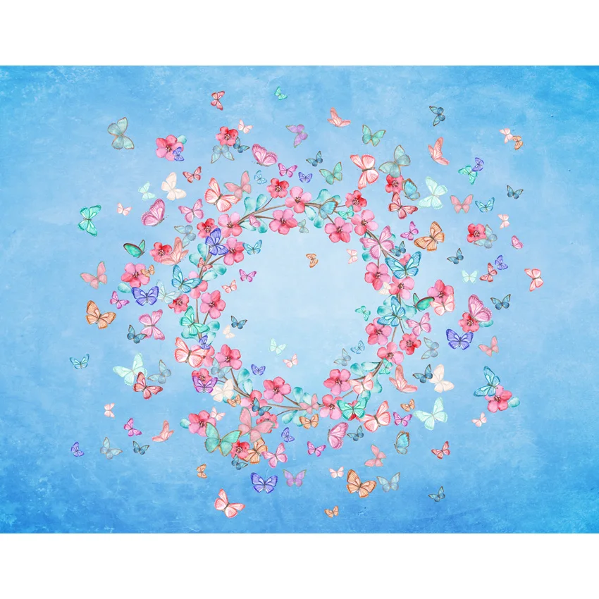 7x5FT Light Blue Abstract Wall Pink Flowers Newborn Baby Shower Custom Photo Studio Background Backdrop Vinyl 220cm x 150cm | Электроника