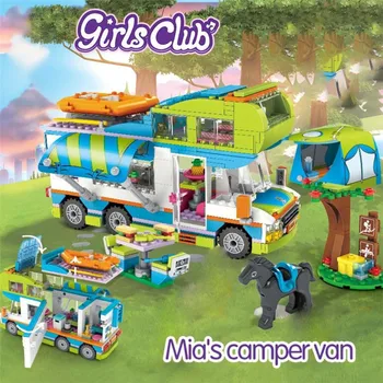 

534pcs City Outing Camper Bus Car Girls Figures Building Blocks Compatible Lepin Friends Bricks Educational Toys for Girls