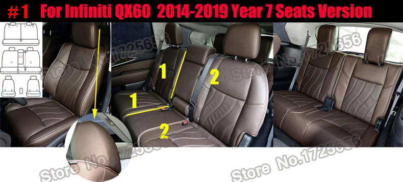 AutoDecorun чехлы из воловьей кожи, автомобильные чехлы для Infiniti QX60-, чехлы для сидений, набор аксессуаров, кожаные 7 сидений, подушки, 19 шт