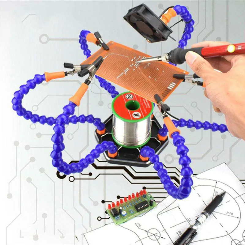 

Hot Sale Multi Soldering Helping Hands Third Hand Tool With 6pcs Flexible Arms For PCB Board Soldering Assembly Repair Station
