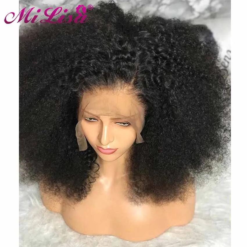 

Kinky Curly Wigs 8- 26 Inch Nature Color Pre Plucked With Baby Hair Mi Lisa Remy Peruvian Wig Glueless Lace Front Human Hair Wig