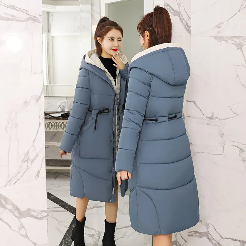Длинная зимняя куртка женская синяя Winterjas dames парка пальто для женщин женские пальто и куртки manteau femme размера плюс