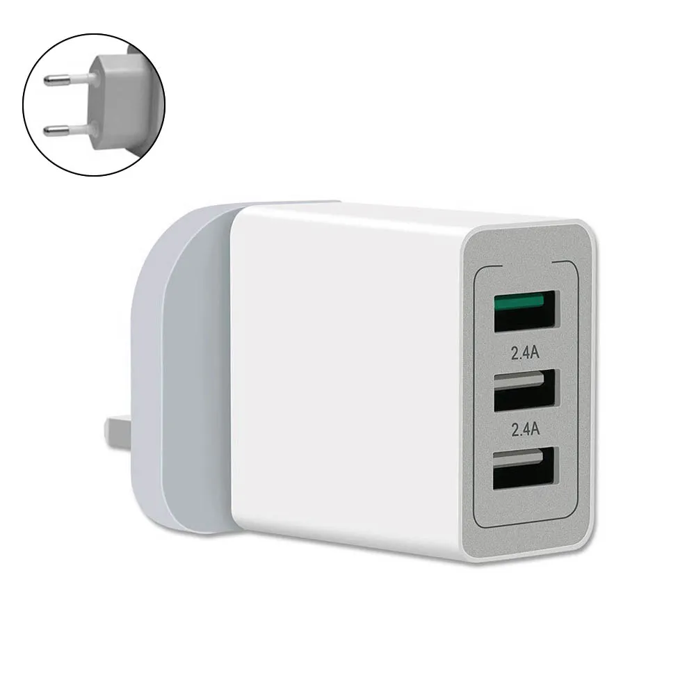 EU Plug QC 3,0 настенное зарядное устройство Быстрая зарядка 3 порта USB адаптер питания США/ЕС/Великобритания вилка LFX-ING - Цвет: EU Plug