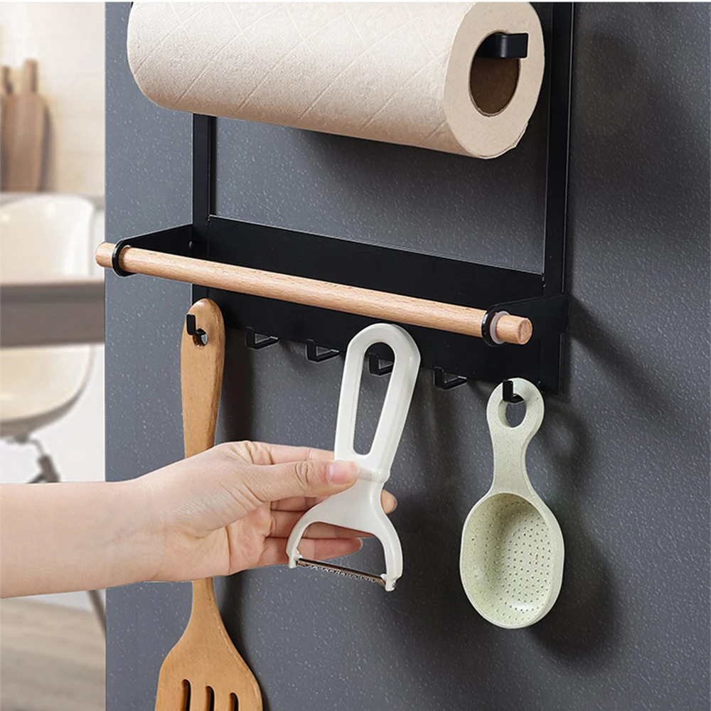 Magnet Fridge Shelf Paper Towel Roll Holder Magnetic Storage Rack