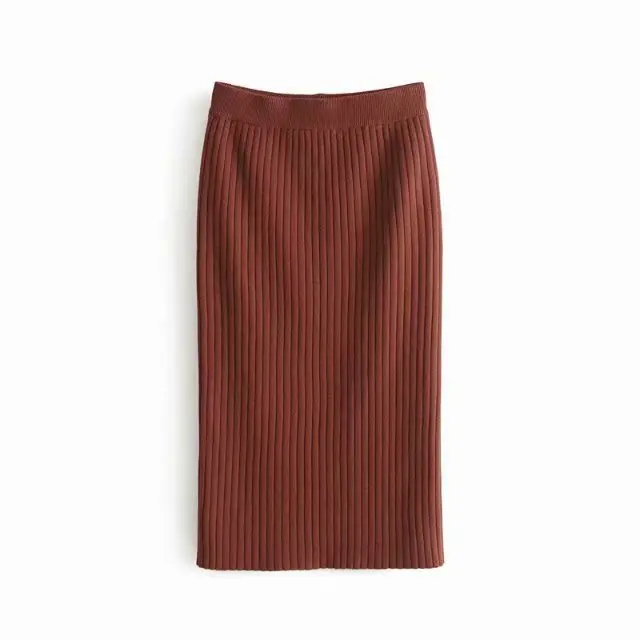 

2018 Autumn Europe And America WOMEN'S Dress Knitted Elastic Waist Skirt Skirt 6533
