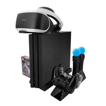 

For Ps4Slim Pro Psvr Multi-Functional Heat Dissipation Fan Base + Wireless Handle Vr Four Sufficient Disc Storage