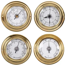 

Fashion4 PCS/Set Thermometer Hygrometer Barometer Watches Clock Copper Shell Zirconium Marine For Weather Station, 98Mm